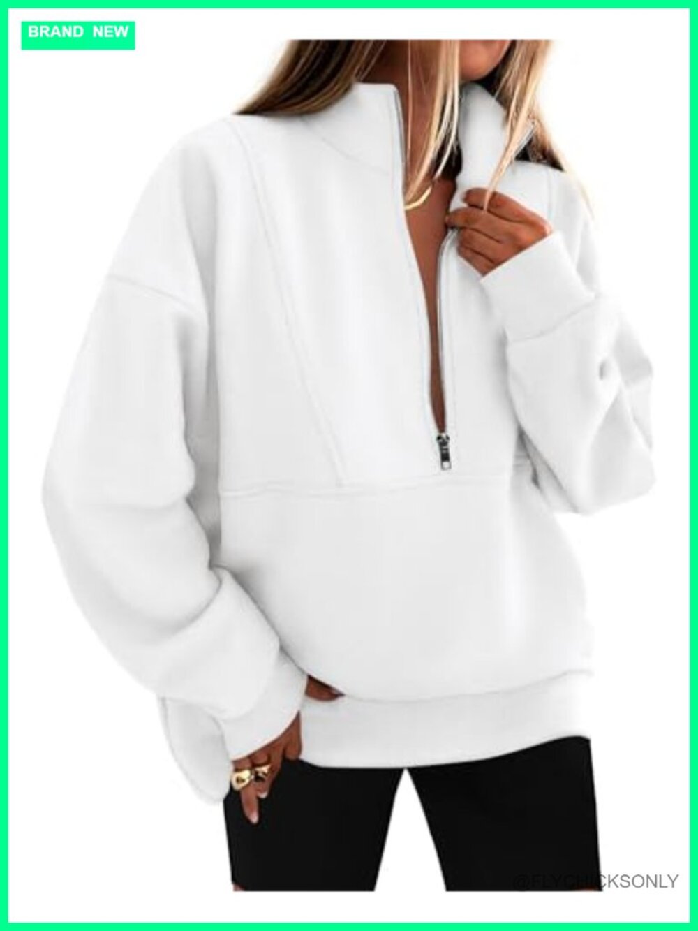 Half Zip Pullover Oversized Sweatshirt Mock Neck Fleece Lined